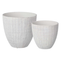 SET 2 POTS CARREAUX BLANCS 20 26CM