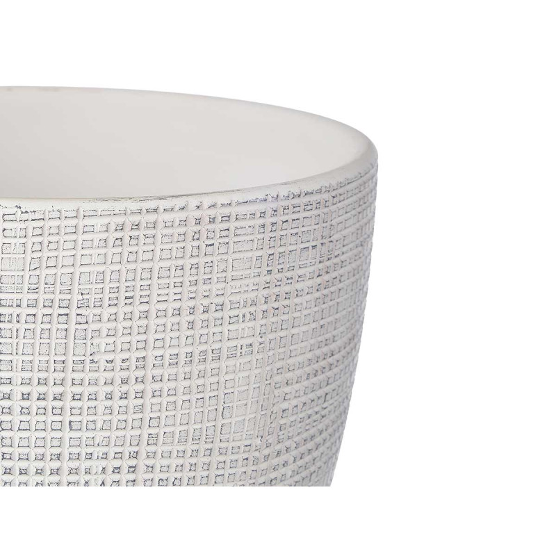 SET 2 CHEQUERED POTS WHITE 20 26CM  