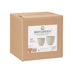 SET 2 MACETAS CUADROS BEIGE 20 25CM