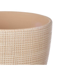 SET 2 CHEQUERED POTS BEIGE 20 25CM  