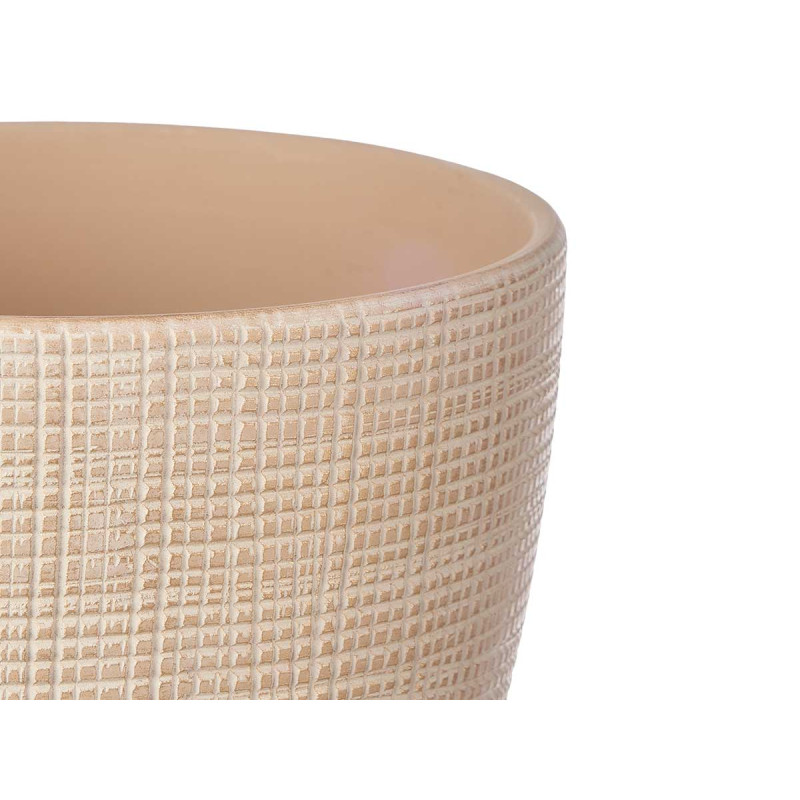SET 2 POTS CARREAUX BEIGE 20 25CM