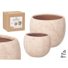 SET 2 WRINKLED POTS BEIGE 19 25CM  