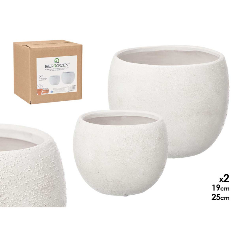 SET 2 POTS RUGUEUX BLANC 19 25CM
