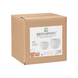 SET 2 MACETAS RUGOSA BLANCA 19 25CM