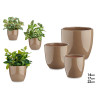 SET 3 POT FLEURS CERAMIQUE BOMBEE 14-17-22CM TAUPE