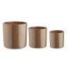 SET 3 POTS DE FLEURS CERAMIQUE CILINDRE TAUPE