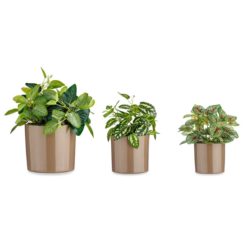 CONJ 3 VASOS CERÂMICA CILINDRICO 14-17-22CM TAUPE 