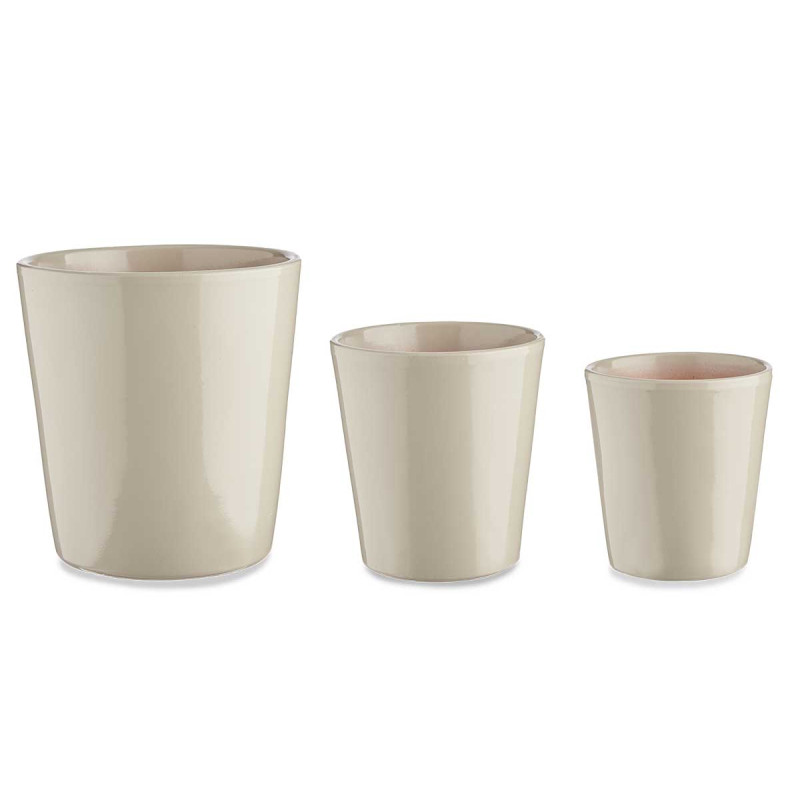 CONJ 3 VASOS CERÂMICA CONICOS 14-17-22CM CINZENTO 