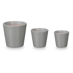 CONJ DE 3 VASOS CONICOS 14 17 22CM CINZENTO MAT