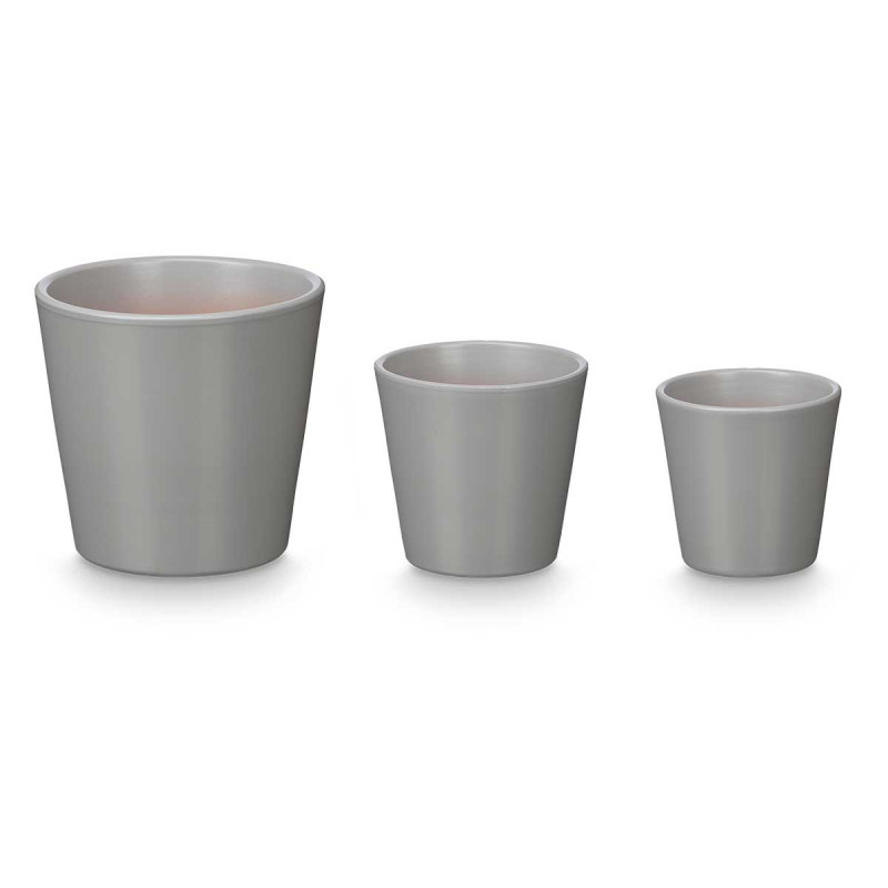 CONJ DE 3 VASOS CONICOS 14 17 22CM CINZENTO MAT