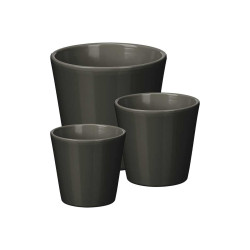 CONJ DE 3 VASOS CONICOS 14 17 22CM ANTRACITE MAT