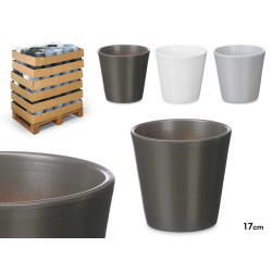 CONICAL POT 17CM ASSORT 3 NEUTRAL COLOURS MATT  