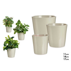 CONJ 3 VASOS CONICOS CERAMICA 11-14-17CM CINZENTO 