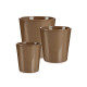 SET 3 11-14-17CM CONICAL TAUPE CERAMIC POTS 