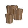 SET 3 11-14-17CM CONICAL TAUPE CERAMIC POTS 