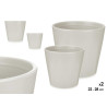 SET 2 POTS CONIQUES EN CÉRAMIQUE 22 28 CM GRIS