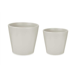 SET 2 POTS CONIQUES EN CÉRAMIQUE 22 28 CM GRIS