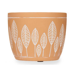 VASO TERRACOTA REDONDO FOLHAS 12,5X10CM
