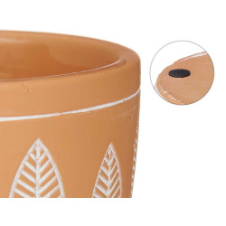 ROUND TERRACOTTA  POT LEAVES 12,5X10
