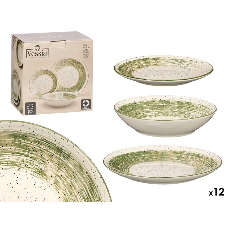 VAJILLA 12PZS PATINADA VERDE