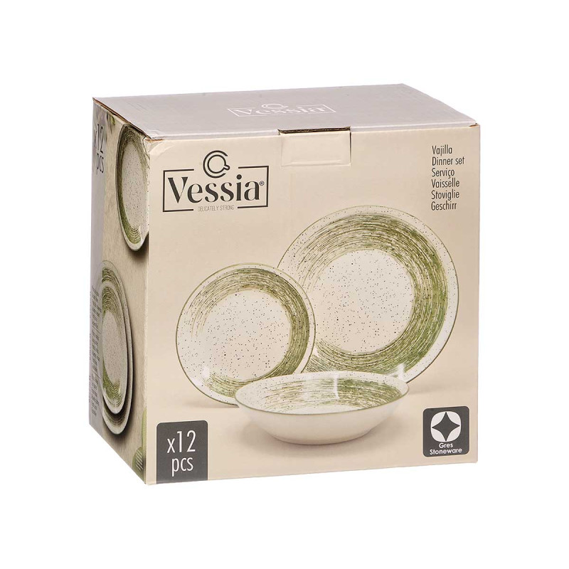 12PCS TABLEWARE GREEN BRUSHED FINISH