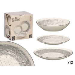 VAJILLA 12PZS PATINADA GRIS