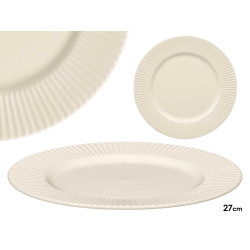 RAISED STRIPES FLAT PLATE PORCELAIN 27CM