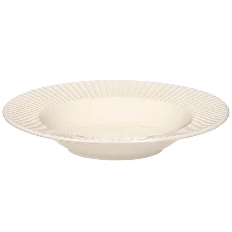 ASSIETTE CREUSE PORCELAINE RELIEF RAYURES 22CM