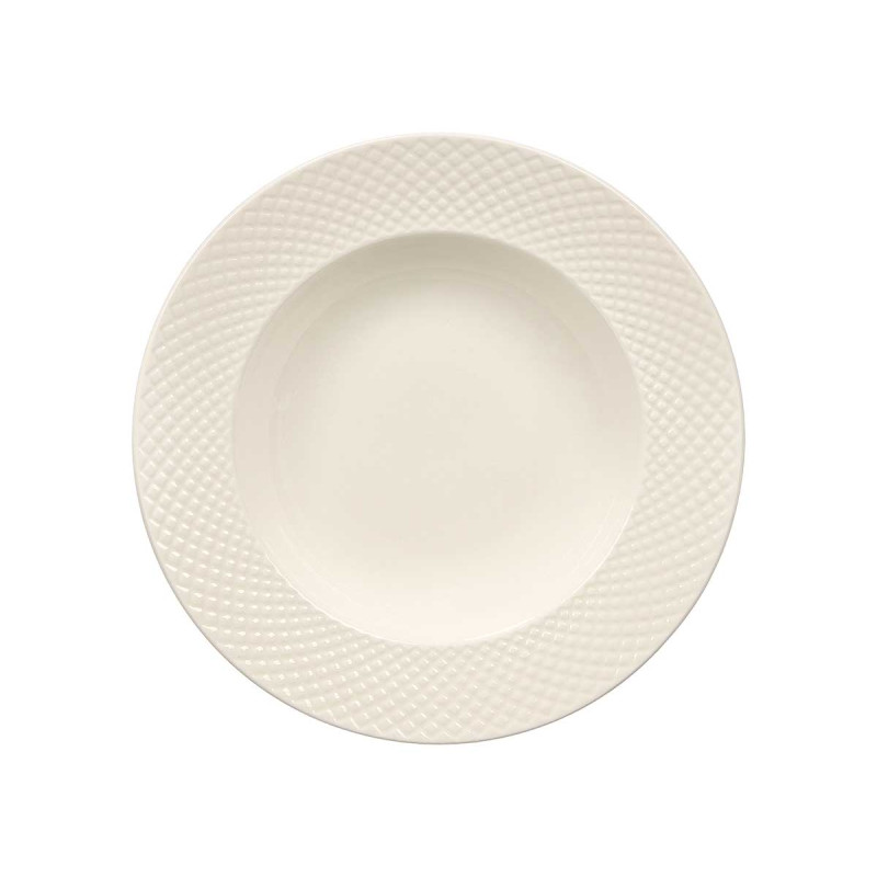 RAISED RHOMBUS SOUP PLATE PORCELAIN 22CM