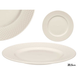 ASSIETTE DESSERT PORCELAINE RELIEF LOSANGES 20,5CM