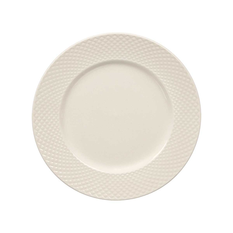 ASSIETTE DESSERT PORCELAINE RELIEF LOSANGES 20,5CM