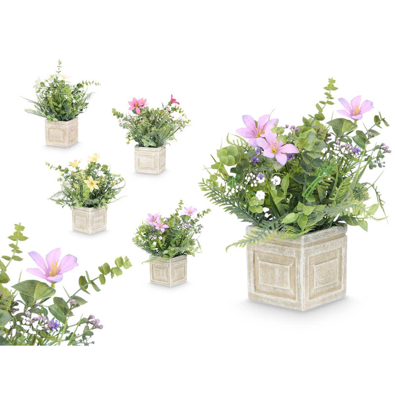 VASO QUADRATO FIORI ASS 4 COL