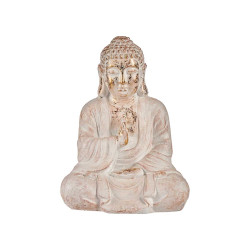 BOUDDHA POLYRESINE PRIANT BLANC ET OR 