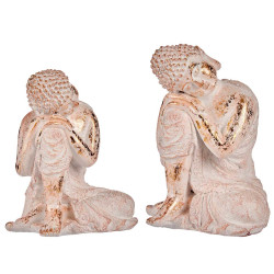 BUDDA POLIRESINA SED TESTA LATO SIN BIANCO E ORO