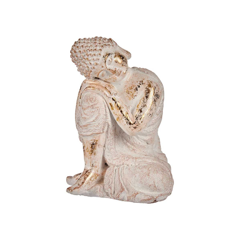 WHITE GOLD POLYRES SEATED HEAD RIGHT SIDE BUDDHA 