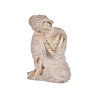 BOUDDHA POLYRSINE ASSIS TETE COTE GAUCHE BLANC OR 