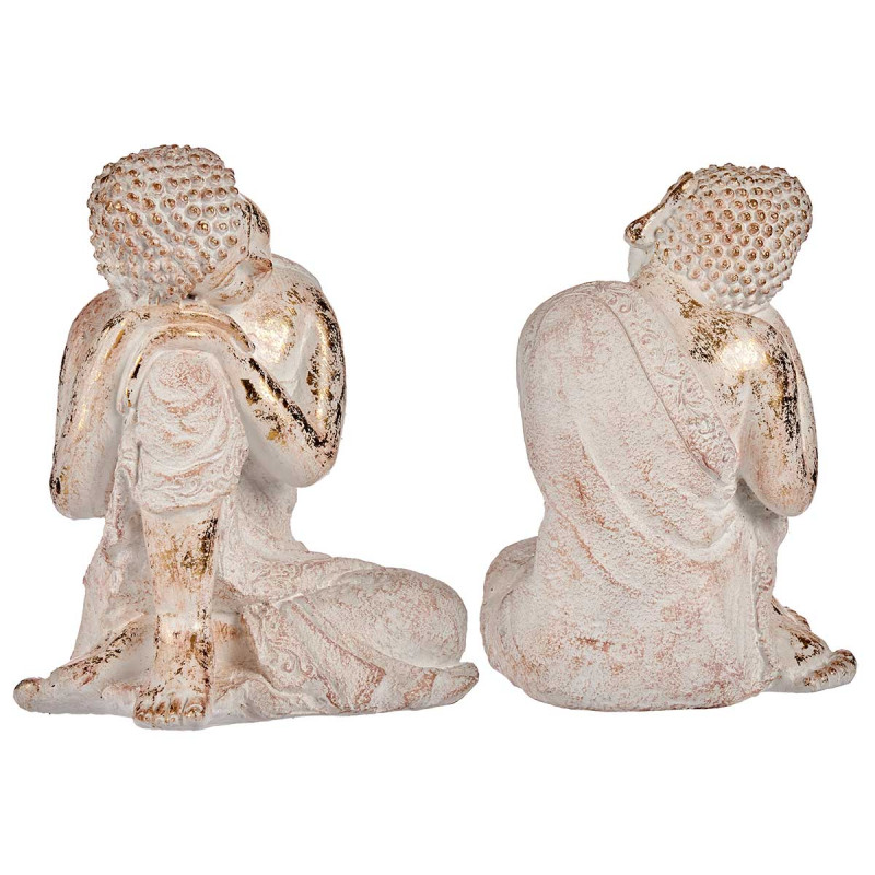 WHITE GOLD POLYRES SEATED HEAD RIGHT SIDE BUDDHA 