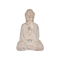 WHITE AND GOLD POLYRESIN CROSSED HANDS BUDDHA 