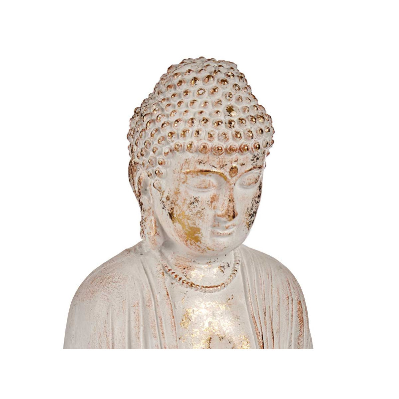 BUDA POLIRESINA MÃOS CRUZADAS BRANCO E OURO 