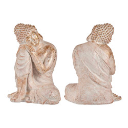 WHITE AND GOLD POLYRESIN RELAXED BUDDHA