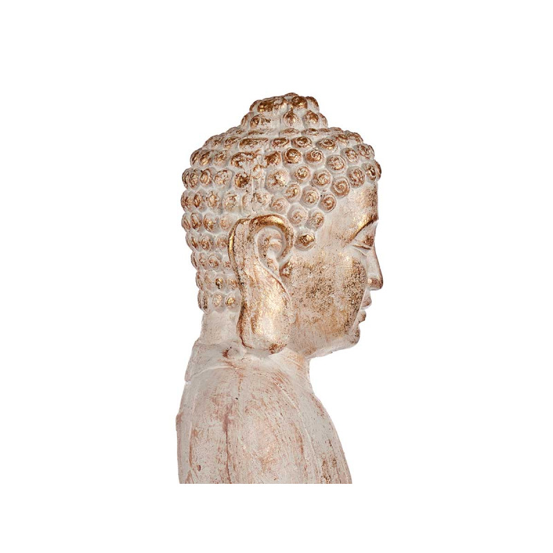 BOUDDHA POLYRSINE RELAX MAINS JOINTES BLANC ET OR 