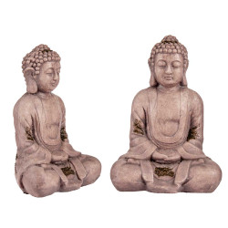 BOUDDHA POLYRESINE MAINS JOINTES PETIT GRIS 