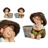 ENFANT POLYRESINE CHAPEAU POT DE FLEUR WELCOM SET2