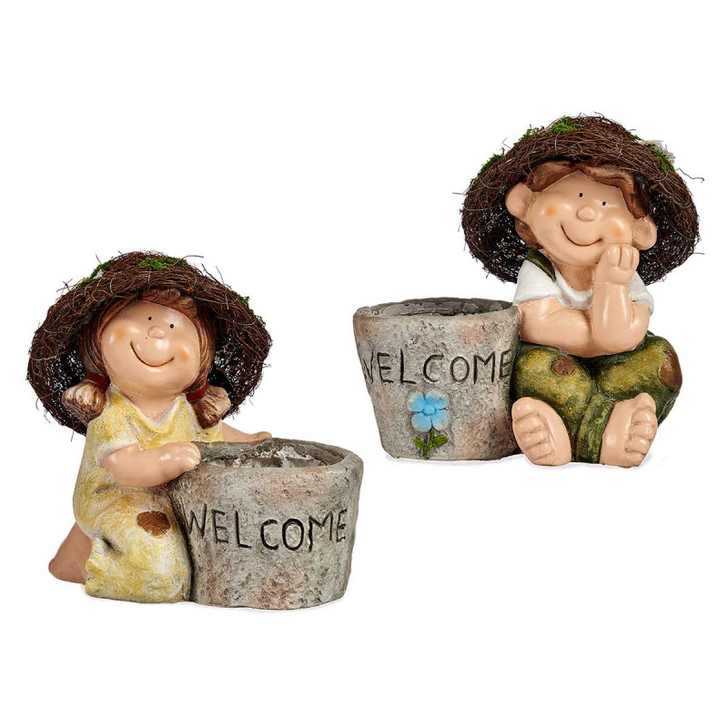 BAMBINO POLIRESINA C CAPPELLO E VASO WELCOME ASS 2