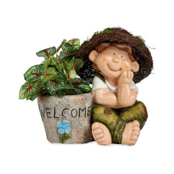 BAMBINO POLIRESINA C CAPPELLO E VASO WELCOME ASS 2