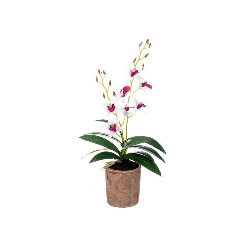 WHITE PURPLE TERRACOTTA FLOWER POT