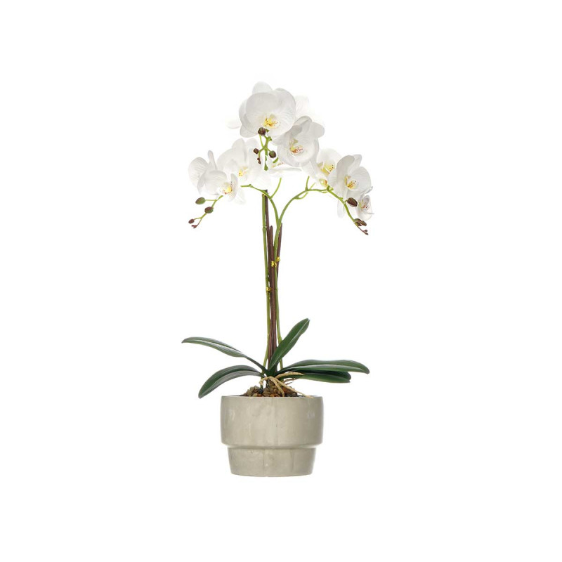 ORQUIDEA BRANCA VASO CIMENTO 3 HASTES