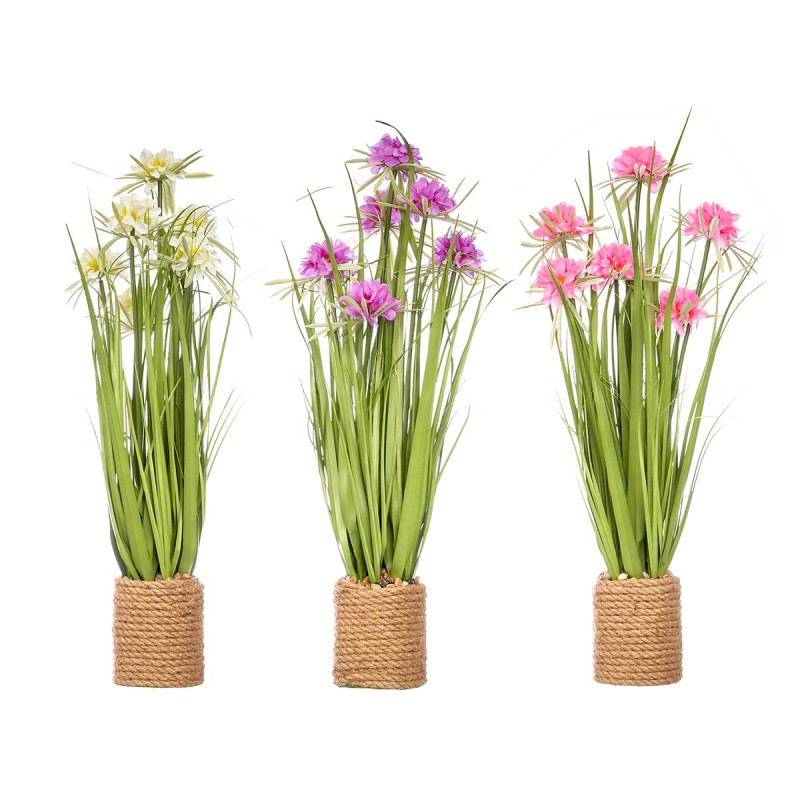 BOUQUET CORDE 6 FLEURS ASSORT 3 COULEURS