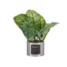 ARTIFICIAL GREEN PLANT SILVER METAL POT