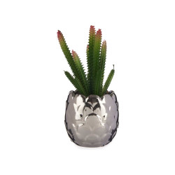 CACTO ARTIFICAL VASO CERAMICA PRATEADO 